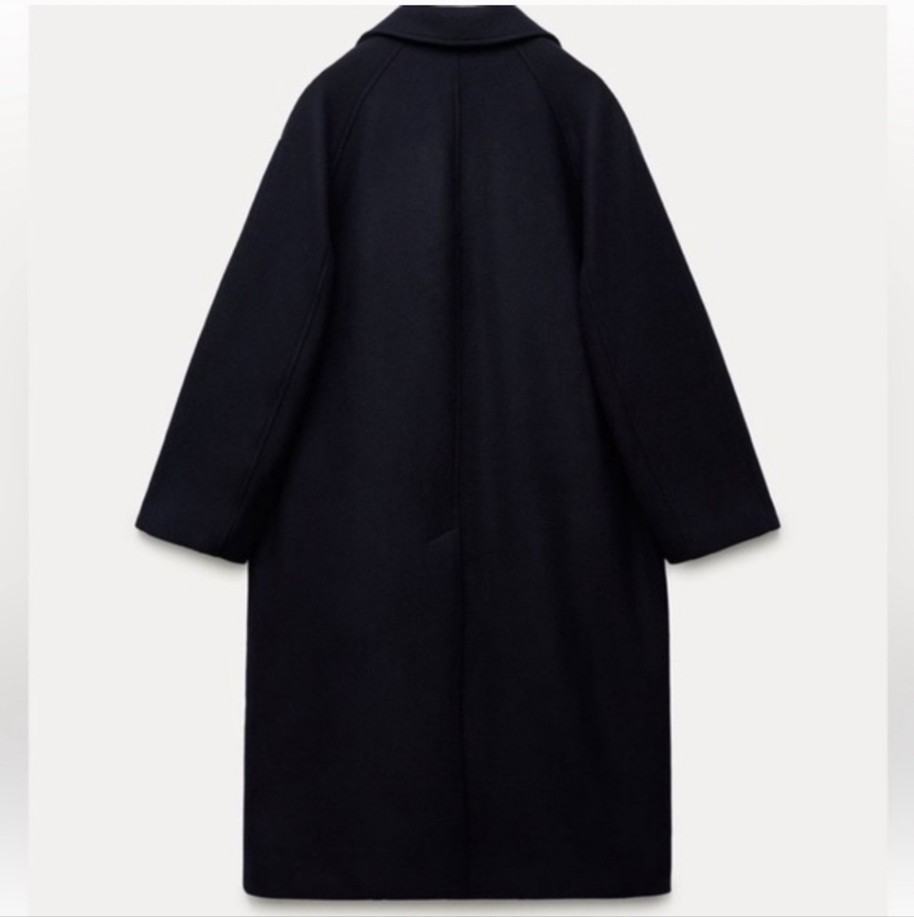 Zara Wool Blend Oversized Coat Navy  Size M-L  NWT - Picture 11 of 14